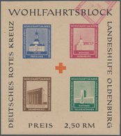 Deutsche Lokalausgaben Ab 1945: OLDENBURG: 1948, Zwei Postfrische Rotkreuz-Blocks Je Mit Abart: Der - Autres & Non Classés