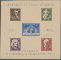 Sowjetische Zone - Thüringen: 1946, Theaterblock Auf Holzartigem, Gelblichgrauen Papier Mit Fehlende - Autres & Non Classés