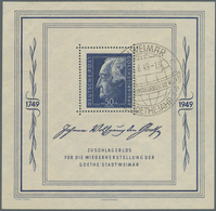 Sowjetische Zone - Allgemeine Ausgaben: 1949, Goethe-Block Mit SST "WEIMAR 25.8.49 - Goethes Weimar - Other & Unclassified