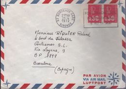 Lettre De Bordeaux Gare 21-4 1972 Pour Marin à Bord Du Talassa à Barcelone Espagne - Correo Marítimo