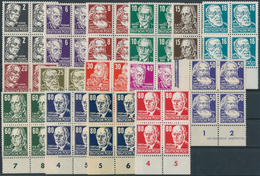 DDR: 1952/53, Köpfe II, 2 Pfg. Bis 80 Pfg., 15 Werte Incl. 80 Pfg. Lackpapier Je In Unterrand-4er-Bl - Verzamelingen