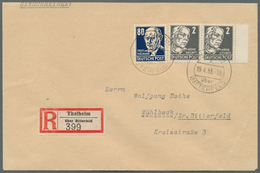 DDR: 1953, 80 Pf Schwarzblau Köpfe Mit Lacküberzug Zusammen Mit Waager. Paar SBZ 2 Pf Grau Köpfe, Po - Colecciones