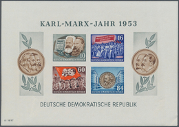 DDR: 1953, Geschnittener Marx-Block Mit Seltenem SENKRECHTEM Wasserzeichen DDR Und Posthorn. Der Blo - Colecciones