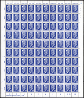 DDR: 1963, Ulbricht, 50 Pfg. Blau, 5 Komplette 100er-Bögen Mit Unterschiedl. DZ 'A', 'C' Etc., 4 Bög - Collections