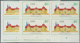 DDR: 1968, Bedeutende Bauwerke 20 Pf. 'Schloß Moritzburg Bei Dresden' In 5 Verschiedenen Ungezähnten - Colecciones