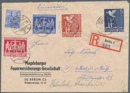 Berlin: 1948 (29.7.), Alliierte Besetzung Friedenstaube 3 M. Braunrot Und 5 M. Dunkelblau Sowie Drei - Gebruikt