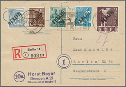 Berlin: 1948, Schwarzaufdruck 2 Pfg. Bis 5 Mark, Kompletter Satz Auf Vier Philatelistischen Orts-R-K - Usati