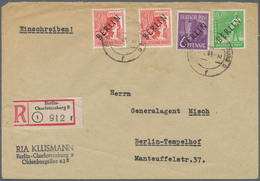 Berlin: 1948/1949, Schwarzaufdruck Zwei R-Briefe Mit Unterschiedl. 76 Pf.-Frankaturen Von Berlin-Cha - Usati