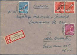Berlin: 1949 (31.3.), Schwarzaufdruck 8 Pf. (2) Sowie Rotaufdruck 40 Pf. + 20 Pf. Auf R-Brief Innerh - Oblitérés
