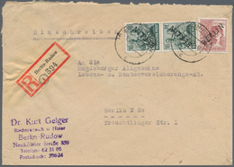 Berlin: 1948, Schwarzaufdruck Zwei R-Briefe Der 1. Und 2. Gewichtsstufe Mit 76 Pf.-Frankatur (60 Pf. - Oblitérés