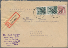 Berlin: 1948, Schwarzaufdruck Zwei R-Briefe Der 1. Und 2. Gewichtsstufe Mit 76 Pf.-Frankatur (60 Pf. - Gebruikt