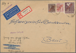 Berlin: 1949, Freimarken 2 M., 15 Pf Und 60 Pf Rotaufdruck Auf Vorderseite Eines Extrem Seltenen Bel - Used Stamps