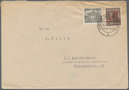 Berlin: 1949 (26.3.), Rotaufdruck 15 Pf. In Mischfrankatur Mit Bauten 1 Pf. Als Portogerechtes 16 Pf - Usados