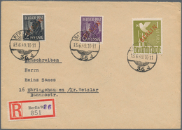 Berlin: 1949, 1 M., 6 Pfg. Und 2 Pfg. Rotaufdruck Mit Falschem Aufdruck Zum Schaden Der Post Als Por - Gebruikt