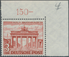 Berlin: 1949, 3 M. Bauten, Postfrische Rechte Obere Bogenecke Mit Postamtlicher Beschriftung, Ungefa - Oblitérés