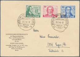 Berlin: 1949, Goethe-Satz, Amtlicher Ersttagsbrief Mit ESST BERLIN-CHARLOTTENBURG 9, 29.7.49, Nach E - Oblitérés