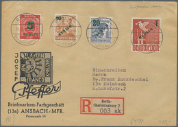 Berlin: 1949, Grünaufdruck, Kompletter Satz Auf R-Brief Ab Berlin Nach Kulmbach, Jeder Wert Zentrisc - Usati