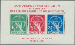 Berlin: 1949, "Für Berliner Währungsgeschädigte" Block 1 Postfrisch, Rs. Winzigste Fingerspur Sonst - Usati