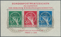 Berlin: 1949, Währungsgeschädigten-Block Mit Entspr. Ersttags-Sonderstempel Berlin W30, 17.12.49, Ta - Usati