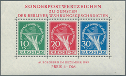 Berlin: 1949, Währungsgeschädigten-Block (110 X 65 Mm) Mit Beiden Plattenfehlern Auf Den 10 Pf. Und - Usati