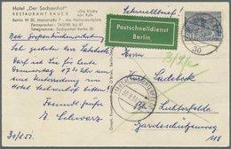 Berlin - Postschnelldienst: 1951: Schnelldienstbrief 80 Pfennig Bauten I Als EF Ab W 15 4.9.51 11.00 - Andere & Zonder Classificatie