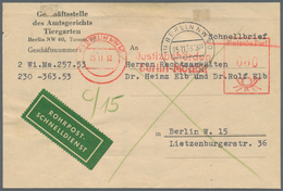 Berlin - Postschnelldienst: 1952/1953: Faltbrief Amtsgericht Tiergarten Als Schnelldienst Mit Absend - Other & Unclassified