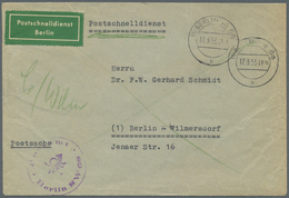 Berlin - Postschnelldienst: 1953: Umschlag Postsache, Gebührenfrei Als Schnelldienst, Absender Posta - Andere & Zonder Classificatie