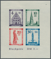 Französische Zone - Baden: 1949, Wiederaufbau-Block Ungezähnt Mit Plattenfehler "Farbfleck über 1. E - Other & Unclassified