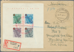 Französische Zone - Baden: 1949, Bockausgabe Rotes Kreuz Auf R-Brief Nach Süd-Afrika, Entwertet Mit - Other & Unclassified