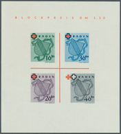 Französische Zone - Baden: 1949, Rot Kreuz-Block Mit Abart "40 Pfg. Wertstufe Stark Nach Rechts Vers - Altri & Non Classificati