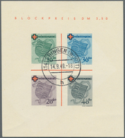 Französische Zone - Württemberg: 1949, Rotes Kreuz Block, Zentr. Gestempelt (14)EBINGEN, 14.9.49, Ta - Other & Unclassified