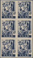 Saarland (1947/56): 1947, Freimarken 50 Pf "Saar I" UNGEZÄHNTER SECHSER-BLOCK Postfrisch, Einwandfre - Used Stamps