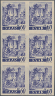 Saarland (1947/56): 1947, Freimarken 60 Pf "Saar I" UNGEZÄHNTER SECHSER-BLOCK Postfrisch, Einwandfre - Used Stamps