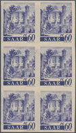 Saarland (1947/56): 1947, Freimarken 60 Pf "Saar I" UNGEZÄHNTER SECHSER-BLOCK Postfrisch, Einwandfre - Usati