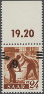 Saarland (1947/56): 1947, 6 F. Auf 24 Pfg. Postfrisch Mit Kopfstehendem Aufdruck Geprüft Ney BPP. - Used Stamps