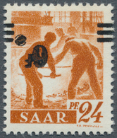 Saarland (1947/56): 1947, 6 Fr. Auf 24 Pfg., KOPFSTEHENDER VERSTÜMMELTER Aufdruck, Postfrisch (minim - Used Stamps