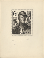 Saarland (1947/56): 1948 (ca), Nicht Angenommener Entwurf, Zeichnung Auf Karton. - Gebraucht