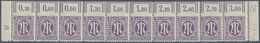 Bizone: 1945, AM-Post Deutscher Druck 3 Pfg. Grauviolett, Waagerechter Oberrand-10er-Streifen, Alle - Otros & Sin Clasificación