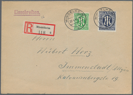 Bizone: 1945, AM-Post 80 Pf. Deutscher Druck Zusammen Mit 5 Pfg. Engl. Druck Auf R-Brief Ab "MINDELH - Other & Unclassified