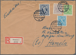 Bizone: 1945, AM-Post 80 Pf. Deutscher Druck Zusammen Mit 3, 5 Und 20 Pfg. Auf Orts-R-Brief "HAMELN - Other & Unclassified
