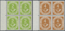 Bundesrepublik Deutschland: 1951, Freimarken Posthorn, Postfrischer Viererblock-Satz Einheitlich Vom - Collections