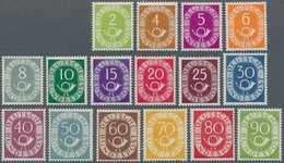 Bundesrepublik Deutschland: 1951, Posthornsatz 2 Pf. Bis 90 Pf. Komplett Ungebaucht Mit Originalgumm - Sammlungen