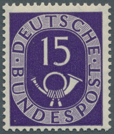 Bundesrepublik Deutschland: 1951, 15 Pfg. Posthorn Mit Wasserzeichen 4Z, Postfrisch, Unsigniert. Fot - Sammlungen