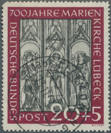 Bundesrepublik Deutschland: 1951, Marienkirche Lübeck 20+5 (Pf) Mit Plattenfehler "Sprung Im Mittler - Collezioni