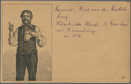 Ansichtskarten: Vorläufer: 1872, MAHNENDER MANN MIT BIERHUMPEN, Darstellend Den Rudelsberg-Wirt Sami - Unclassified