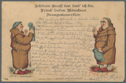 Ansichtskarten: Vorläufer: 1885, MÜNCHEN, Franziskanerbier Und Mönche, Gestempelt München, Stark Fle - Sin Clasificación