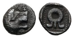 IONIA-CARIA. Hemióbolo. 480-450 A.C. A/ Cabeza De León A Derecha. R/ Monograma Dentro De Cuadrado Incuso. SNG Kayhan 746 - Otros & Sin Clasificación