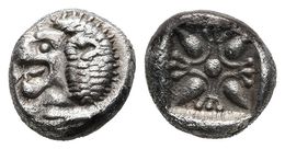 IONIA, Miletos. 1/12 Estátera. 550-525 A.C. A/ Parte Delantera De León A Izquierda. R/ Diseño Floral Dentro De Cuadrado  - Other & Unclassified