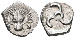 LYCIA, Perikles. 1/3 Estátera. 380-370 A.C. A/ Piel De León De Frente. R/ Triskeles Incuso. Falghera 217; SNG Von Aulock - Otros & Sin Clasificación