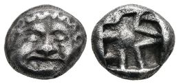 PARION, Mysia. Dracma. 500-475 A.C. A/ Gorgona De Frente. R/ Diseño Cruciforme Incuso. SNG Copenhagen 256. Ar. 3,25g. MB - Other & Unclassified